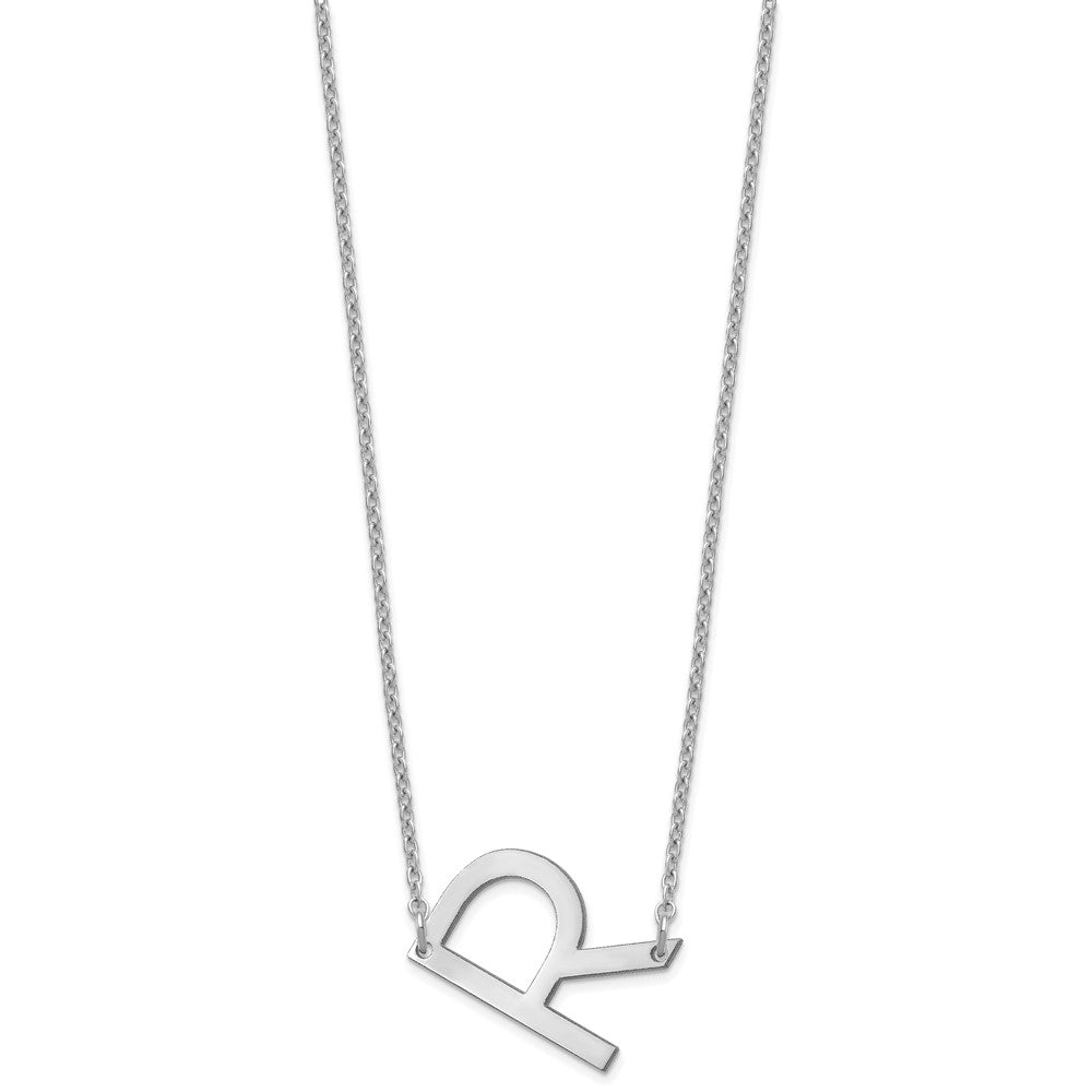 Sterling Silver Polished Small Letter R Necklace