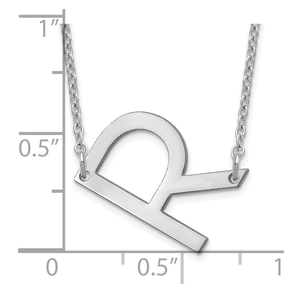 Sterling Silver Polished Small Letter R Necklace