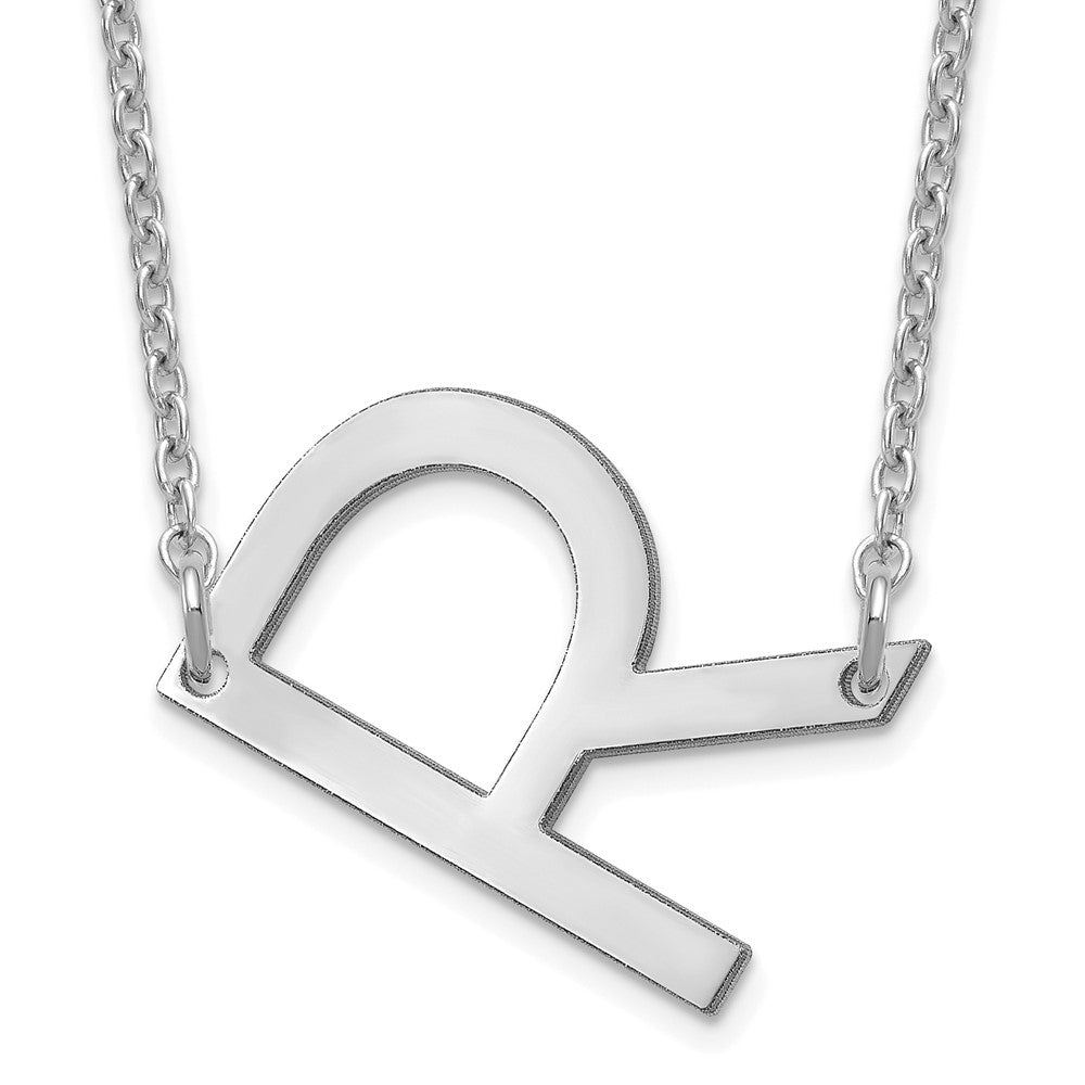 Sterling Silver Polished Small Letter R Necklace