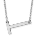 Sterling Silver Polished Small Letter T Necklace