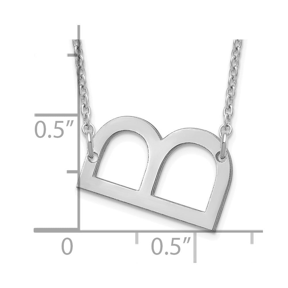 14K White Gold Polished Small Letter B Necklace