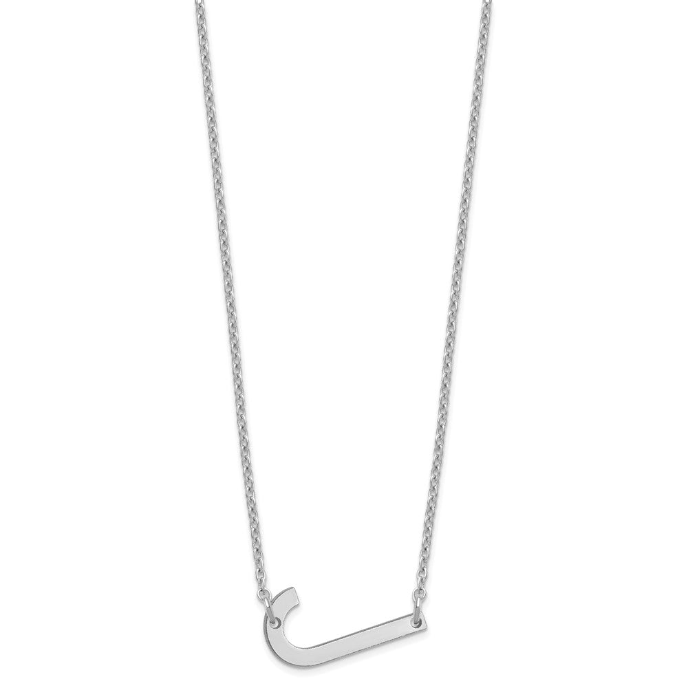 14K White Gold Polished Small Letter J Necklace