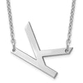 14K White Gold Polished Small Letter K Necklace
