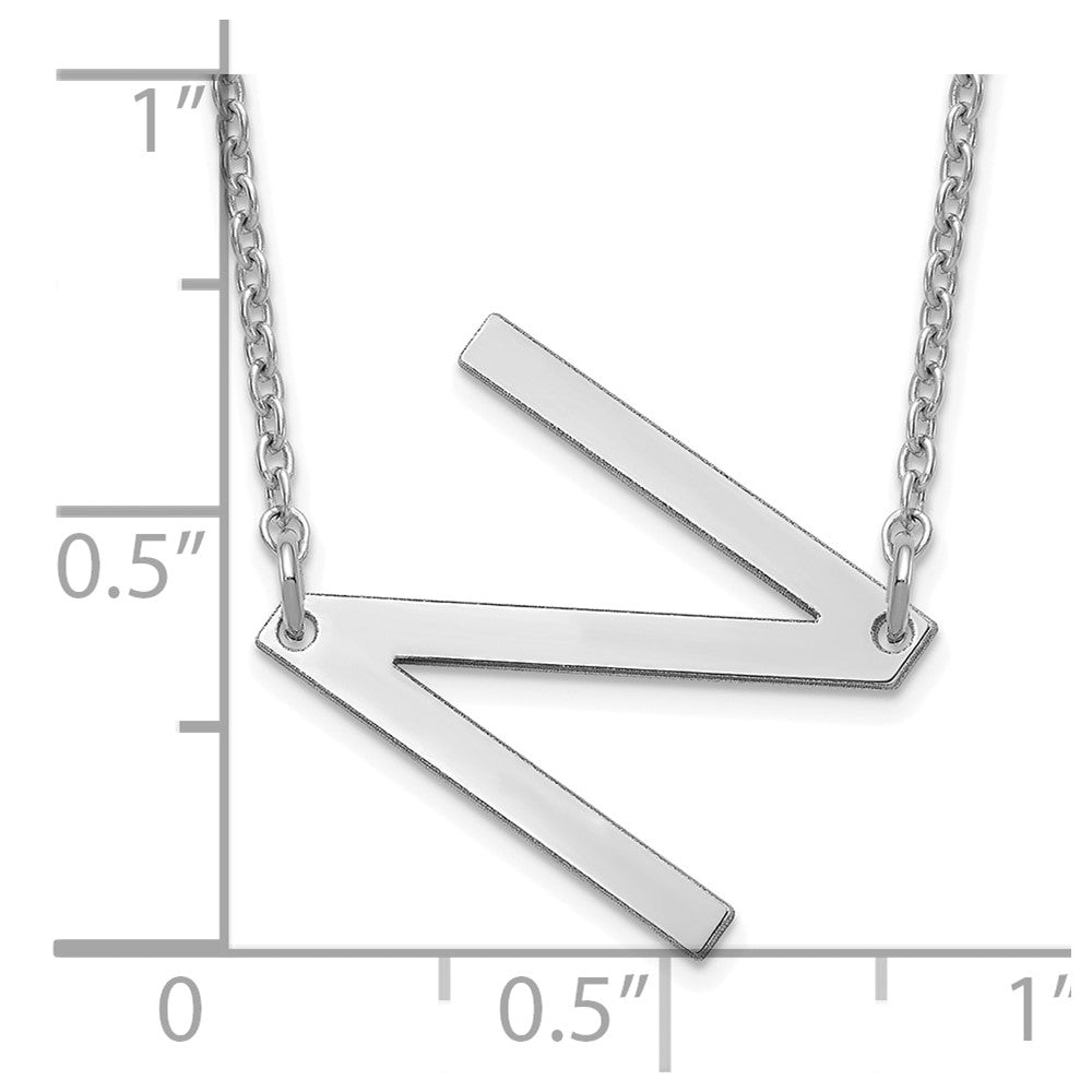 14K White Gold Polished Small Letter N Necklace