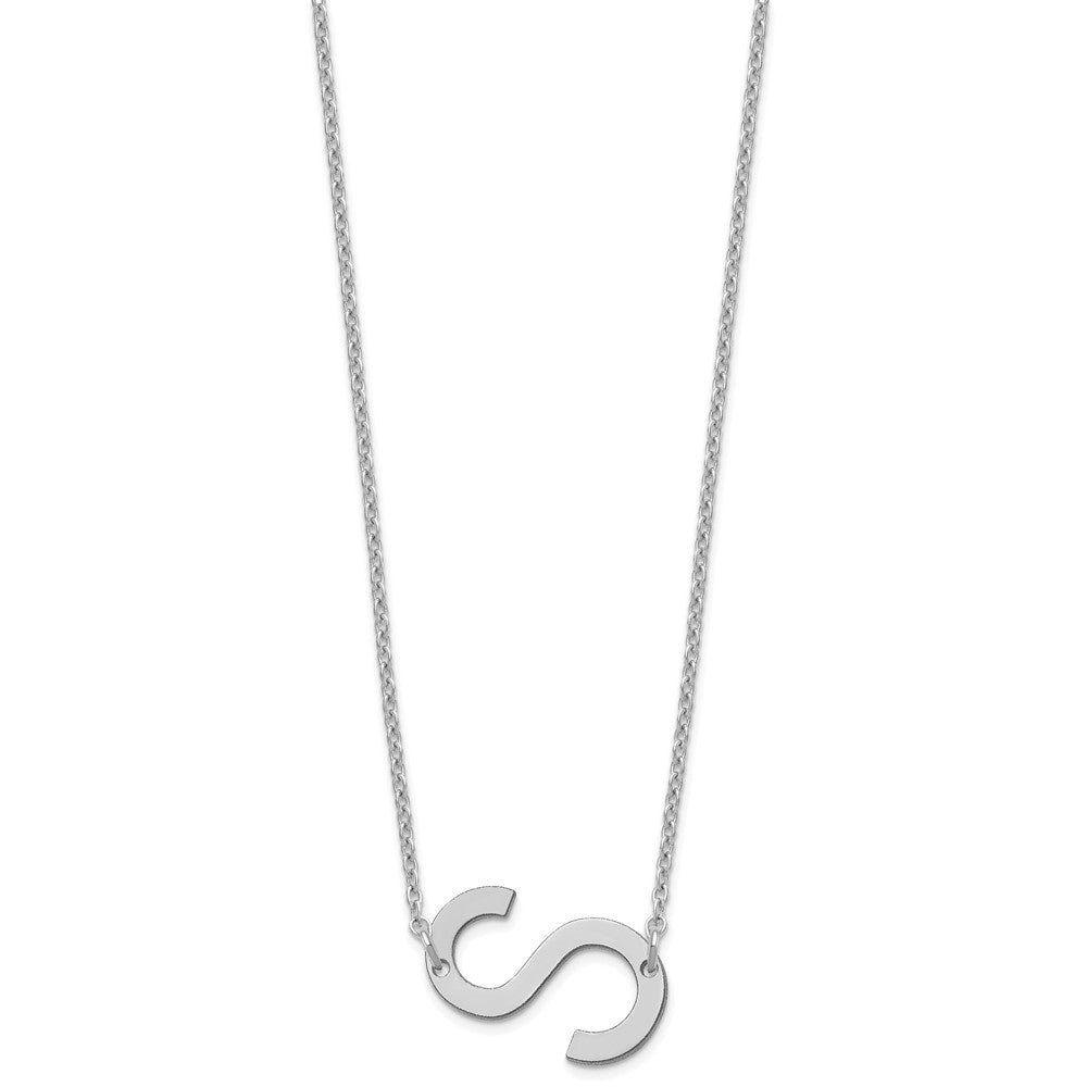 14K White Gold Polished Small Letter S Necklace