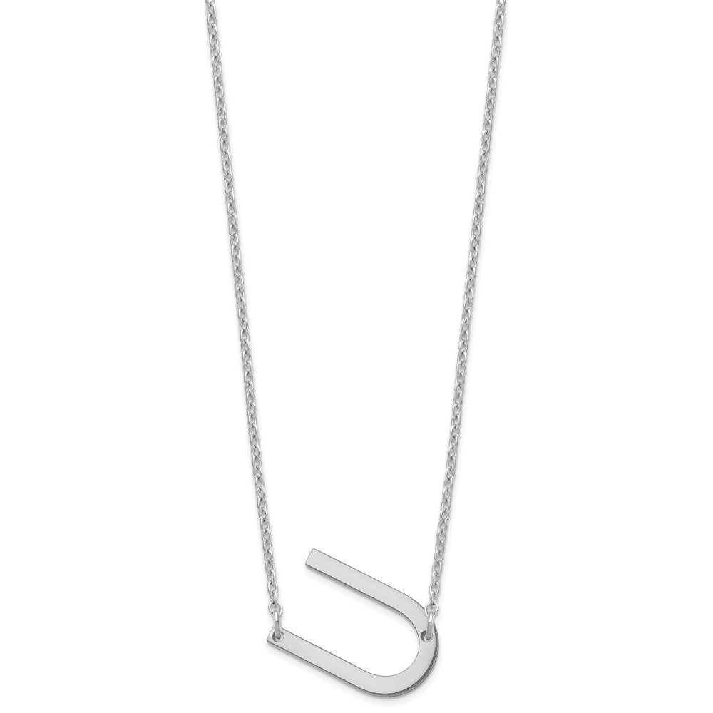 14K White Gold Polished Small Letter U Necklace