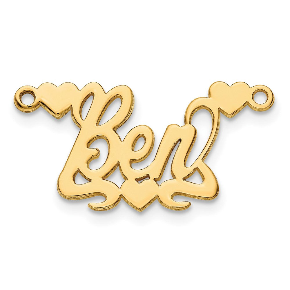14k Yellow Gold Polished Hearts Name Plate