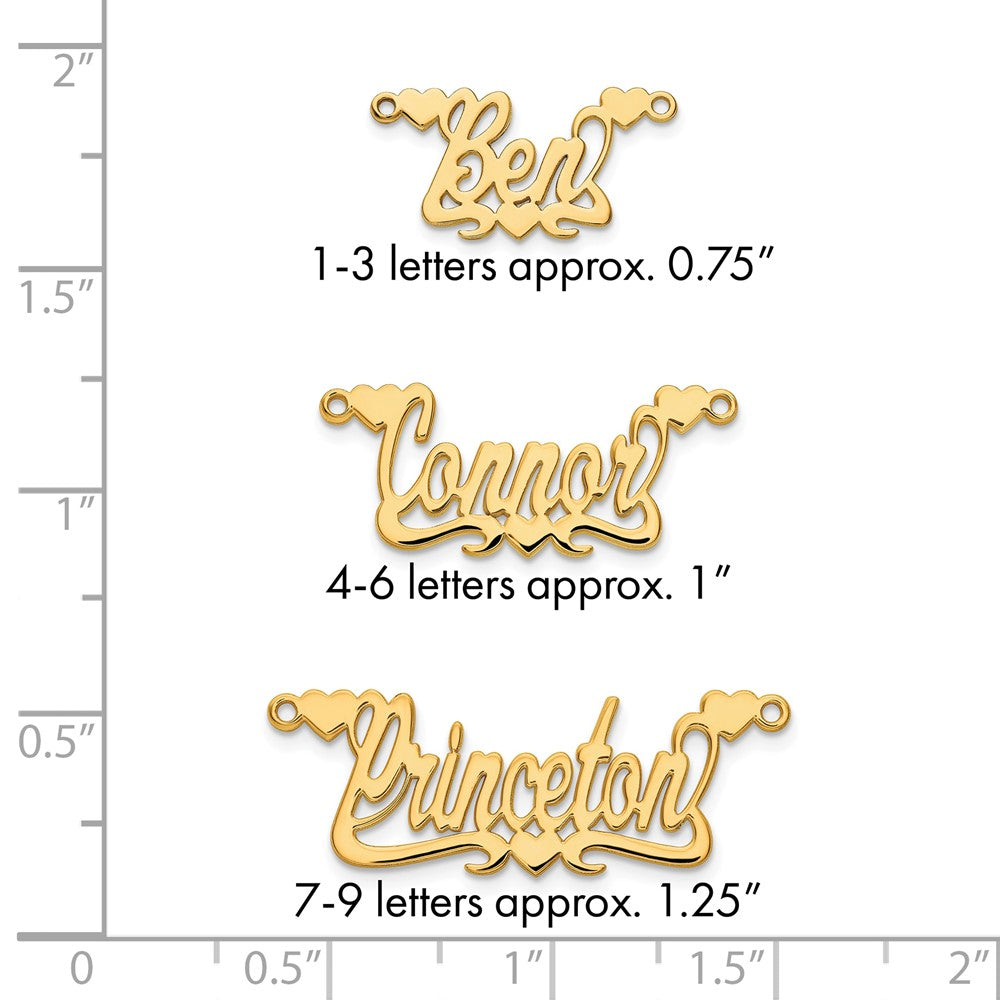 Sterling Silver/Gold-plated Polished Hearts Name Plate