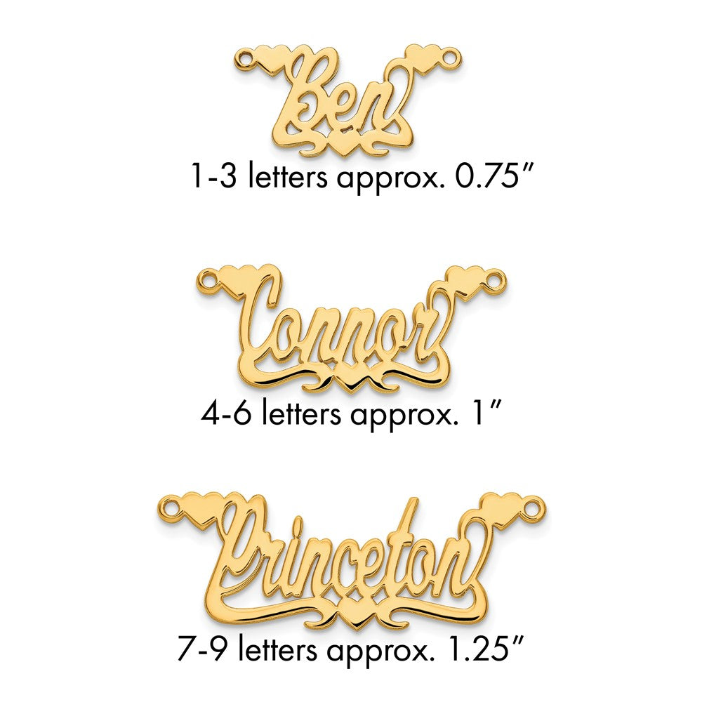 14k Yellow Gold Polished Hearts Name Plate