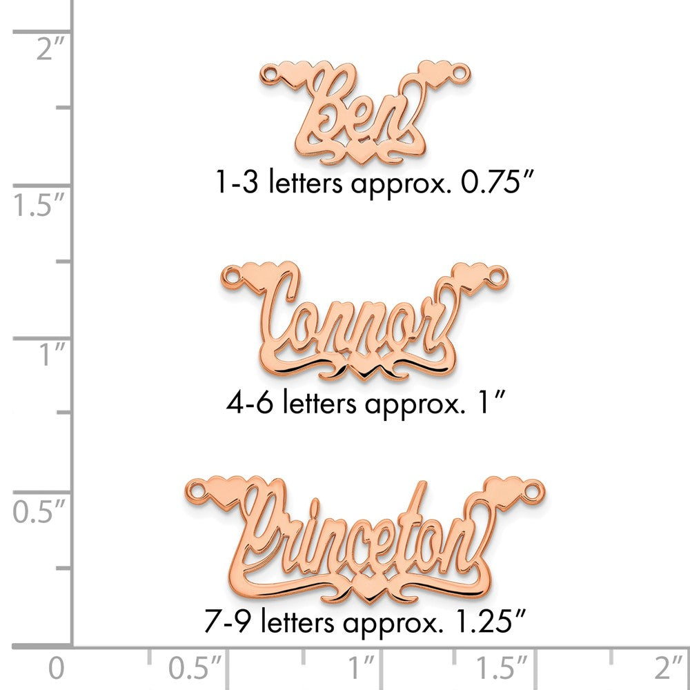 14k Rose Gold Polished Hearts Name Plate