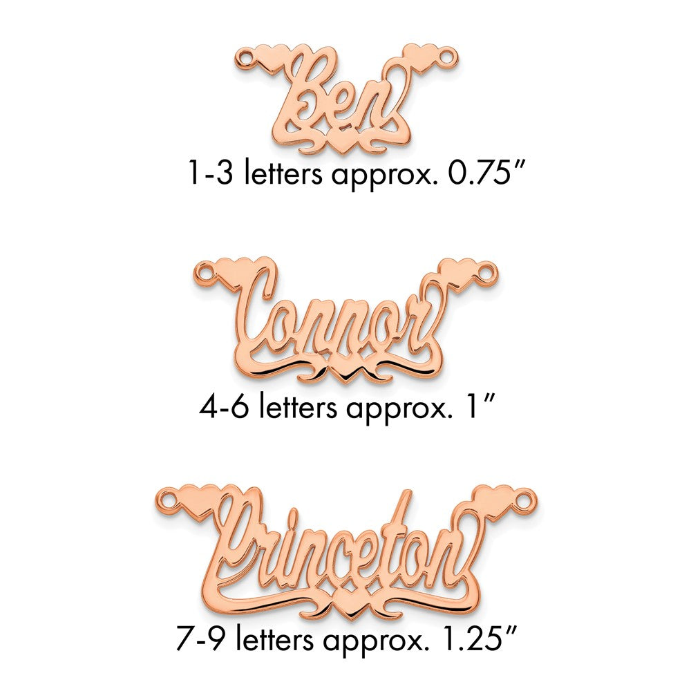 14k Rose Gold Polished Hearts Name Plate
