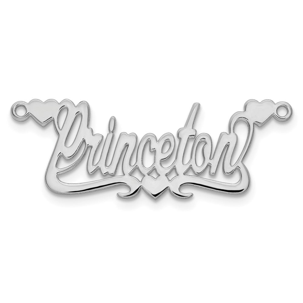 Sterling Silver/Rhodium-plated Polished Hearts Name Plate
