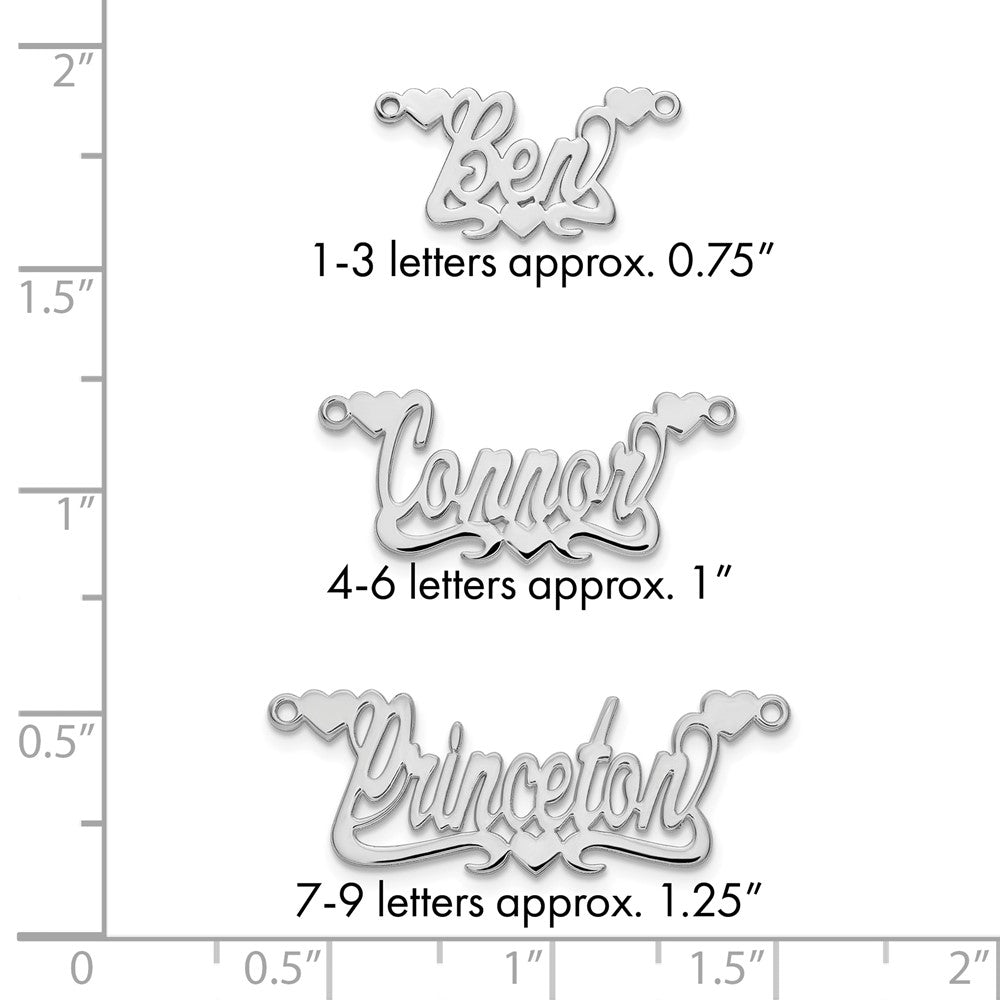 Sterling Silver/Rhodium-plated Polished Hearts Name Plate