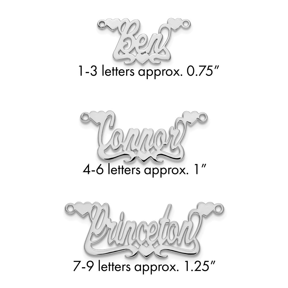 14k White Gold Polished Hearts Name Plate