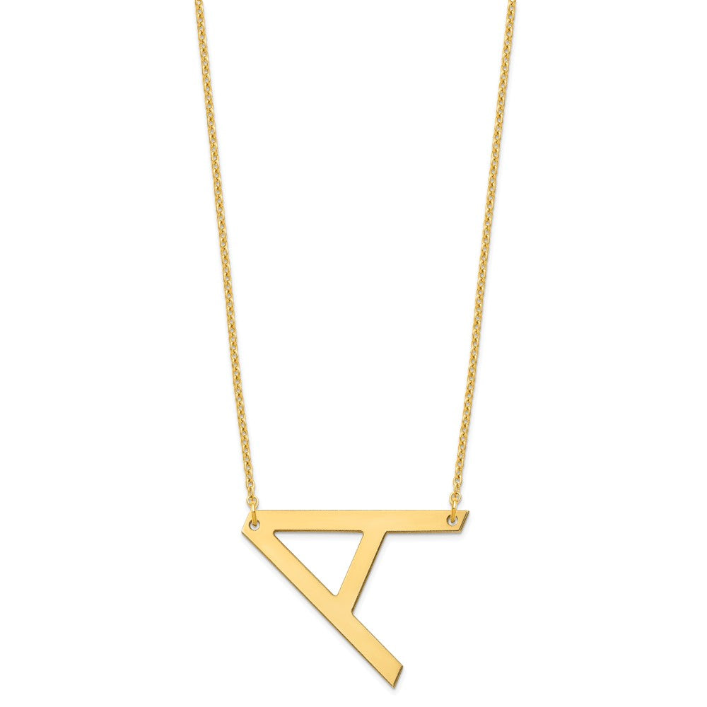 Sterling Silver Gold Plated Polished Large Letter A Necklace