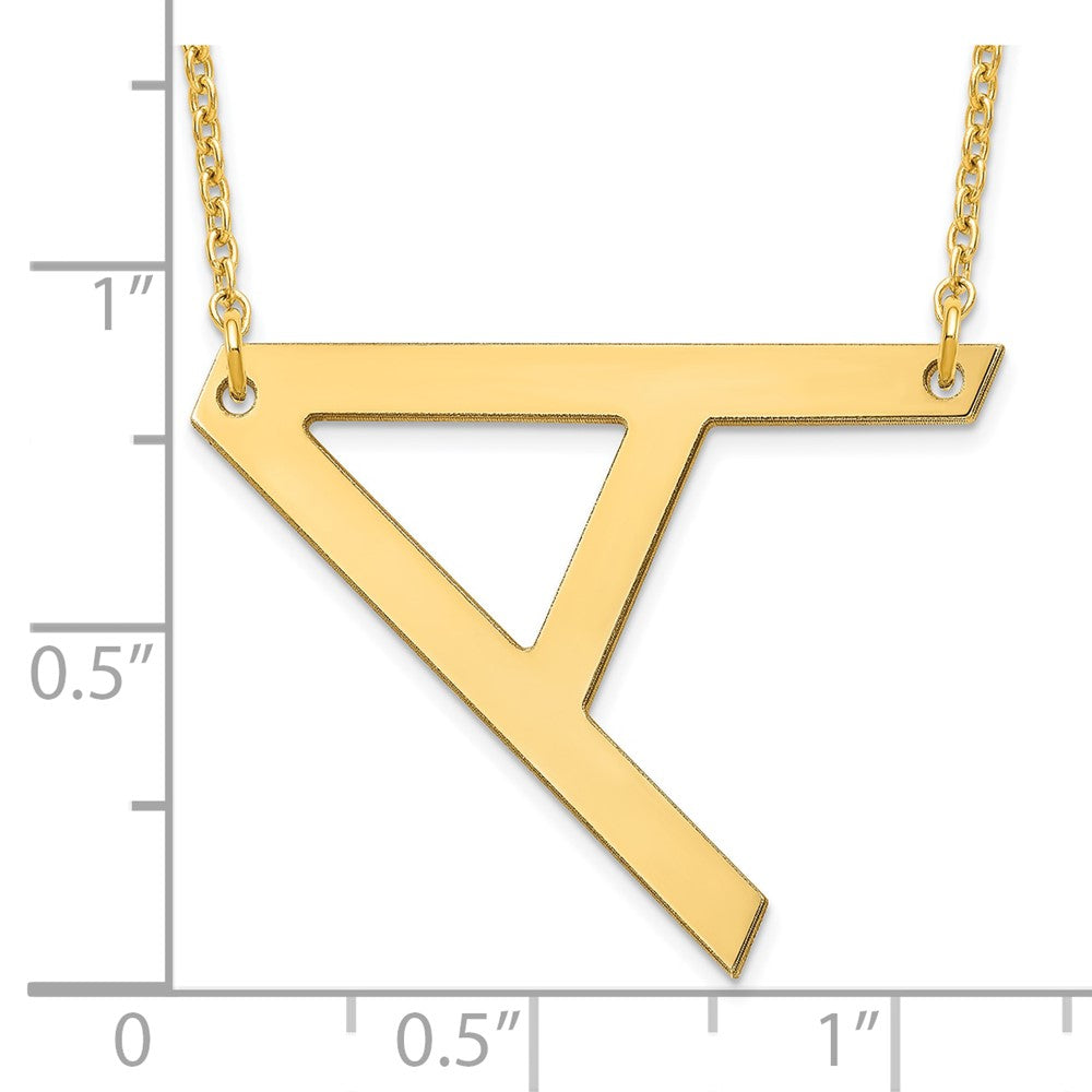 Sterling Silver Gold Plated Polished Large Letter A Necklace