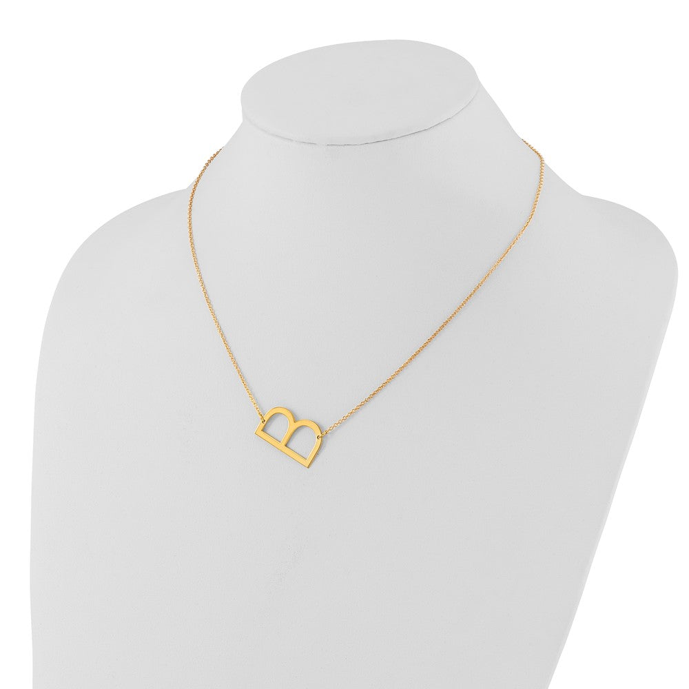 Sterling Silver/Gold-plated Large Sideways Initial B Necklace