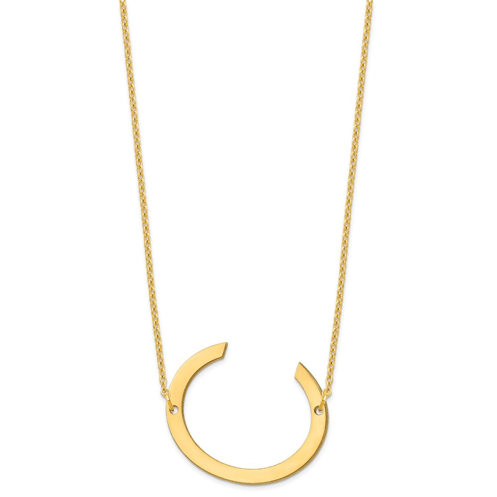 Sterling Silver Gold Plated Polished Large Letter C Necklace