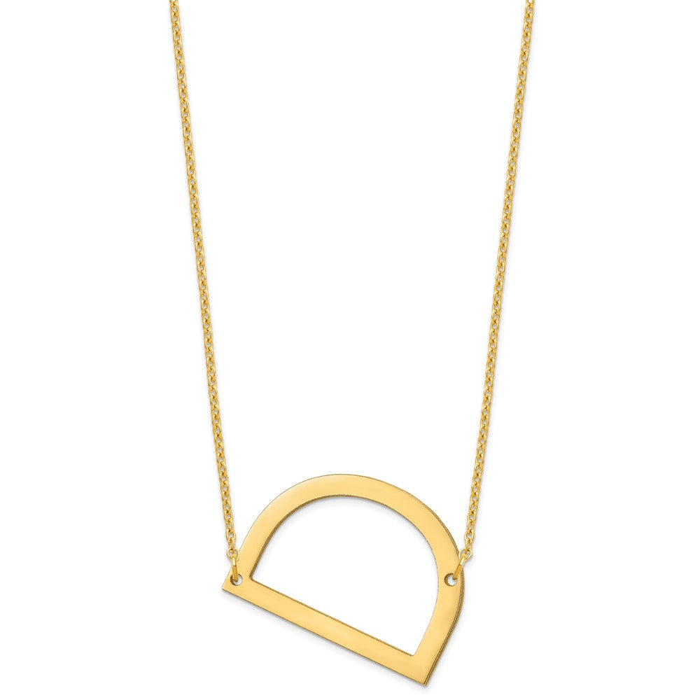 Sterling Silver Gold Plated Polished Large Letter D Necklace