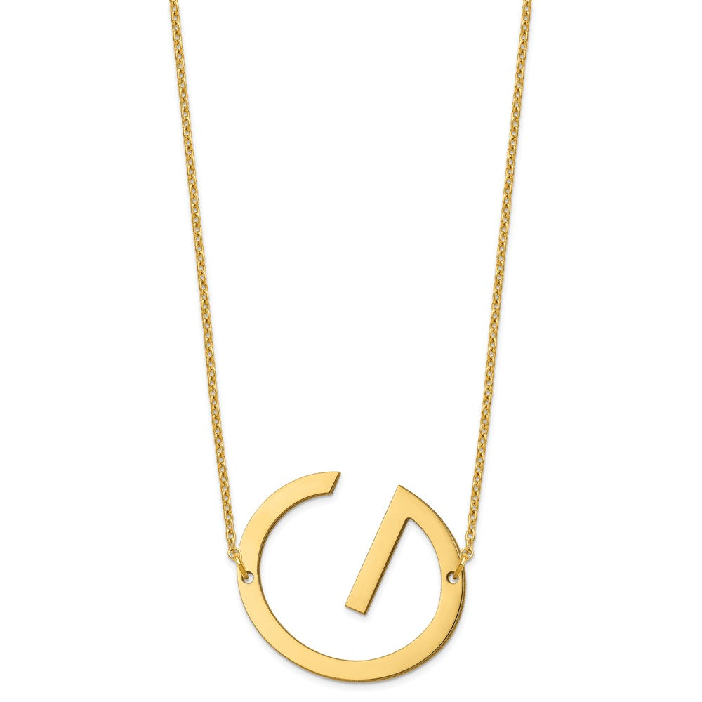 Sterling Silver Gold Plated Polished Large Letter G Necklace
