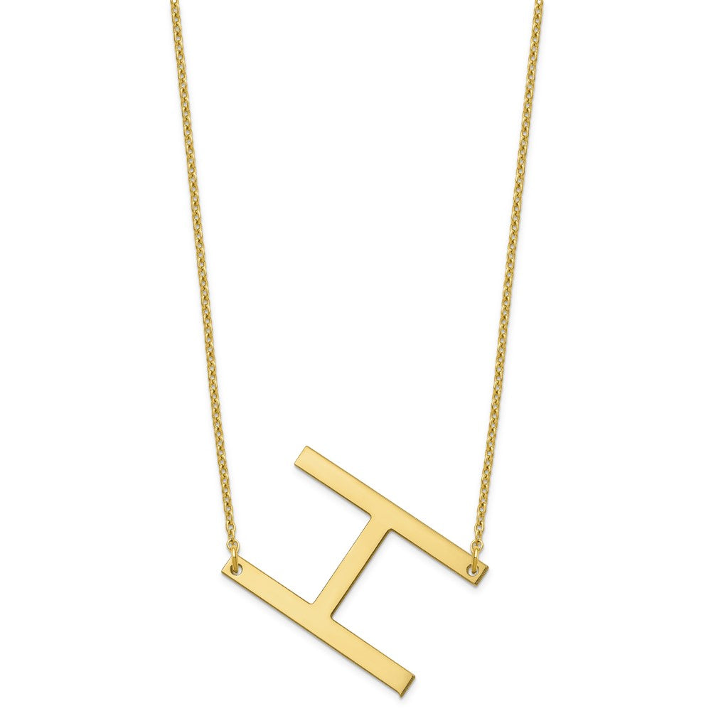 Sterling Silver Gold Plated Polished Large Letter H Necklace