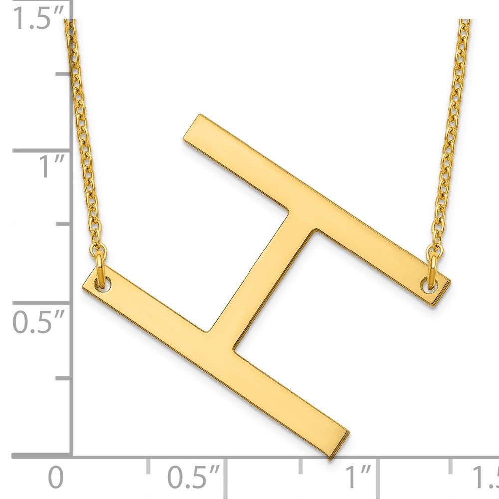 Sterling Silver Gold Plated Polished Large Letter H Necklace