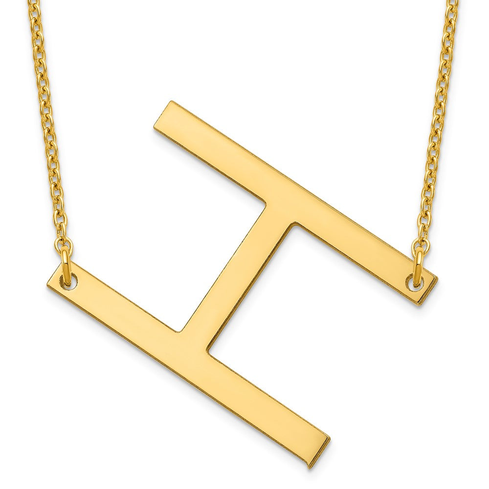 Sterling Silver Gold Plated Polished Large Letter H Necklace