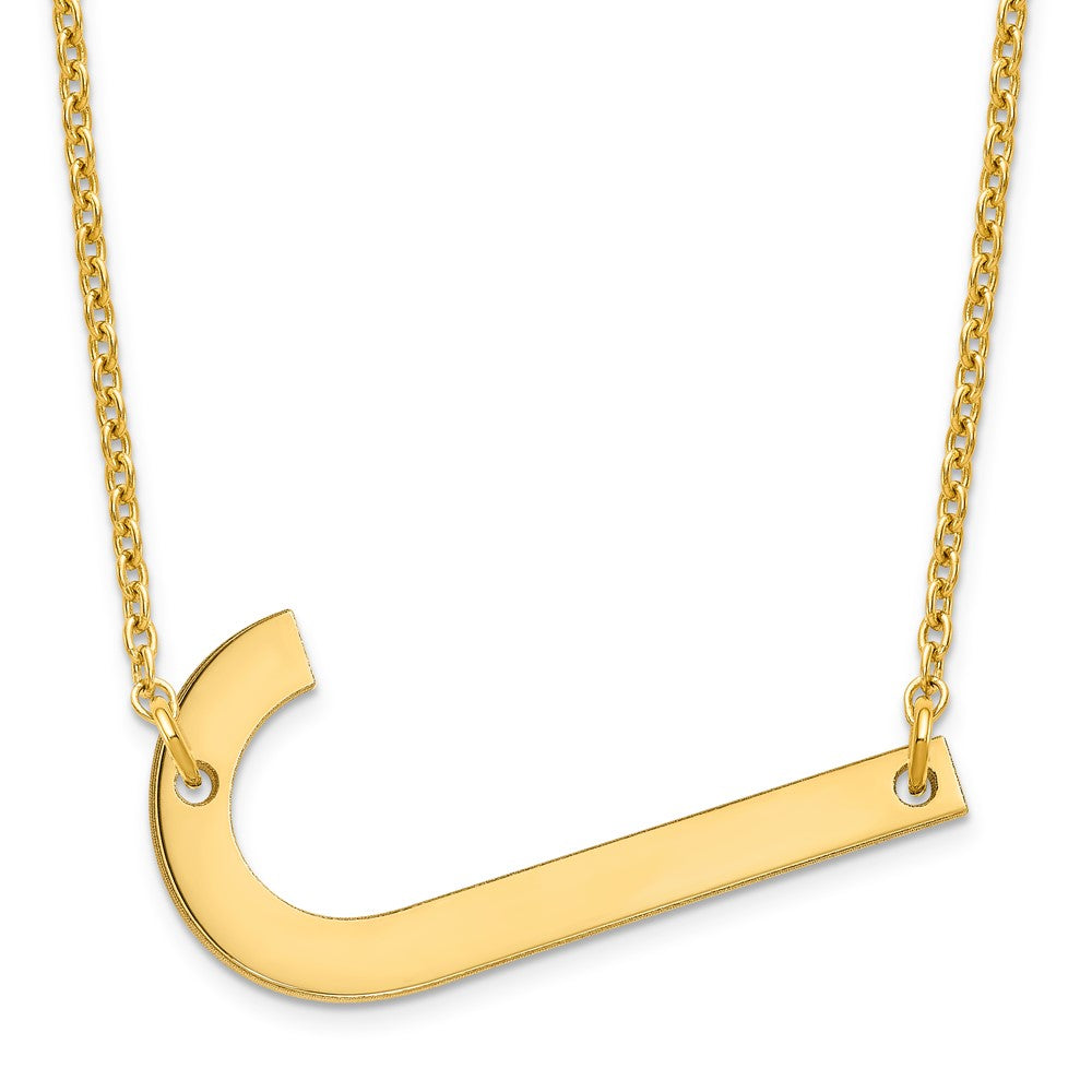 Sterling Silver Gold Plated Polished Large Letter J Necklace
