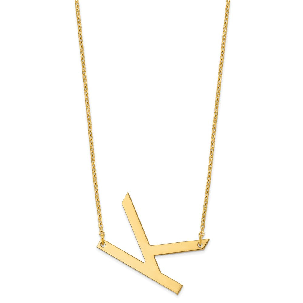 Sterling Silver Gold Plated Polished Large Letter K Necklace