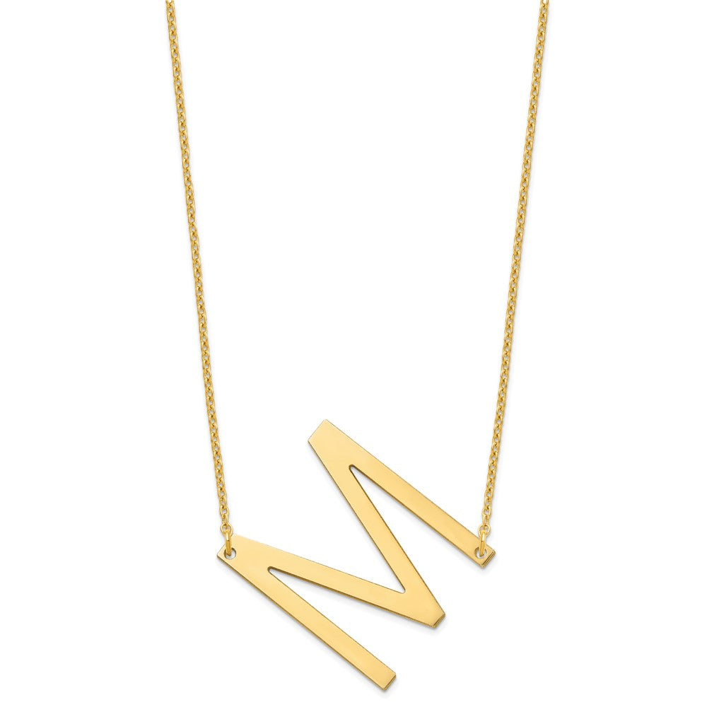 Sterling Silver Gold Plated Polished Large Letter M Necklace