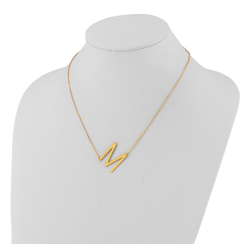 Sterling Silver Gold Plated Polished Large Letter M Necklace