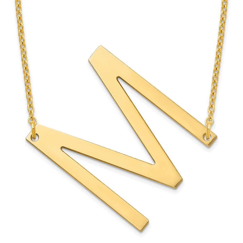 Sterling Silver Gold Plated Polished Large Letter M Necklace