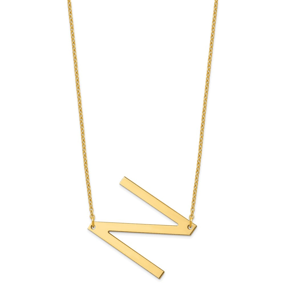 Sterling Silver Gold Plated Polished Large Letter N Necklace