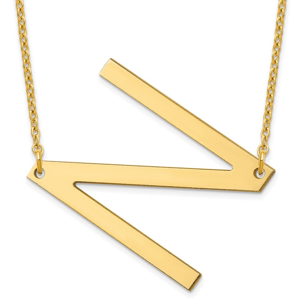 Sterling Silver Gold Plated Polished Large Letter N Necklace
