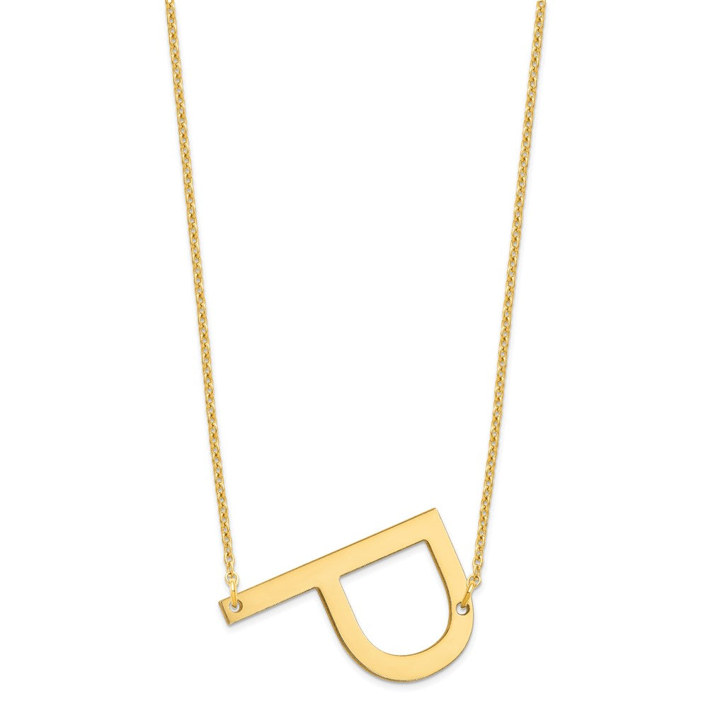 Sterling Silver Gold Plated Polished Large Letter P Necklace