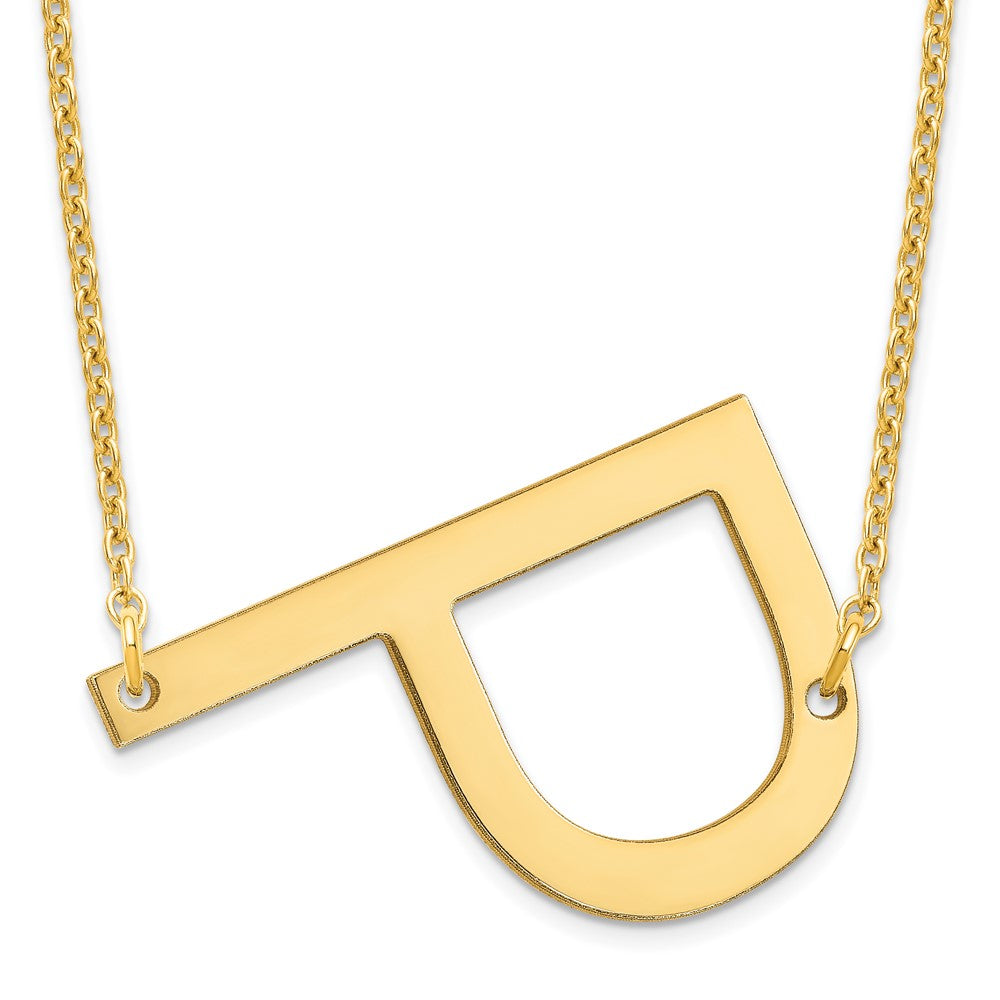 Sterling Silver Gold Plated Polished Large Letter P Necklace