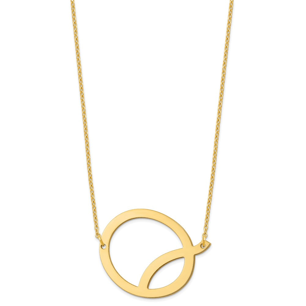Sterling Silver Gold Plated Polished Large Letter Q Necklace