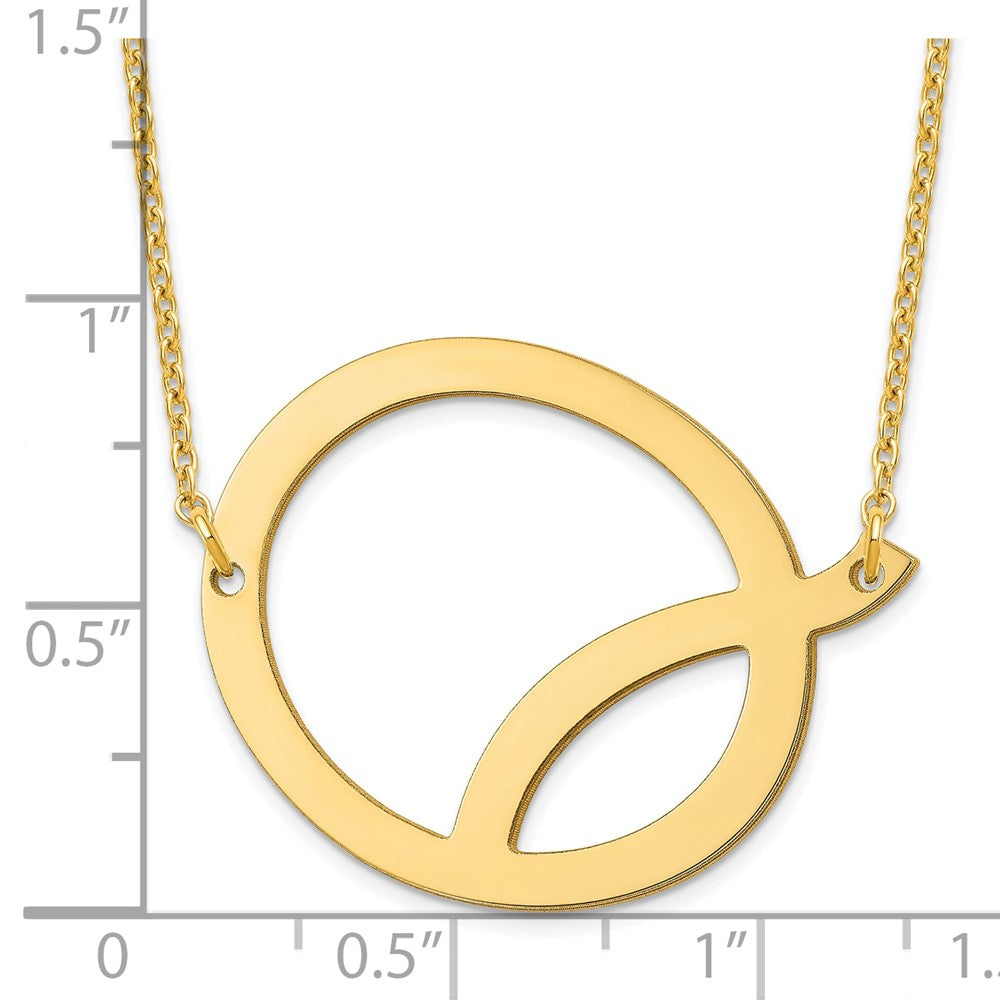 Sterling Silver Gold Plated Polished Large Letter Q Necklace