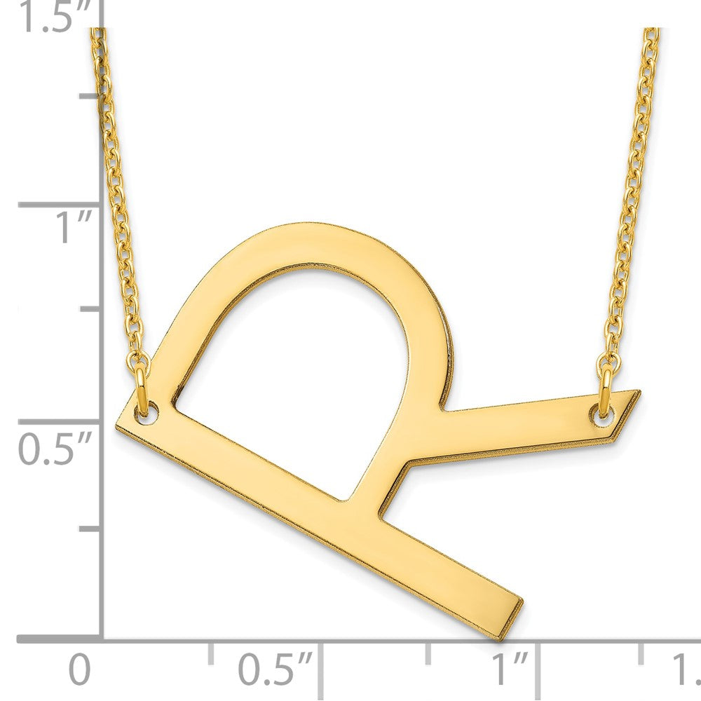 Sterling Silver Gold Plated Polished Large Letter R Necklace
