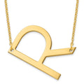 Sterling Silver Gold Plated Polished Large Letter R Necklace