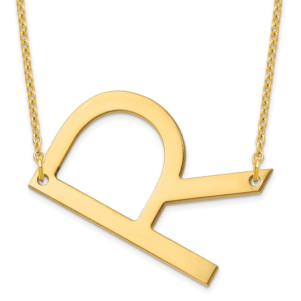 Sterling Silver Gold Plated Polished Large Letter R Necklace