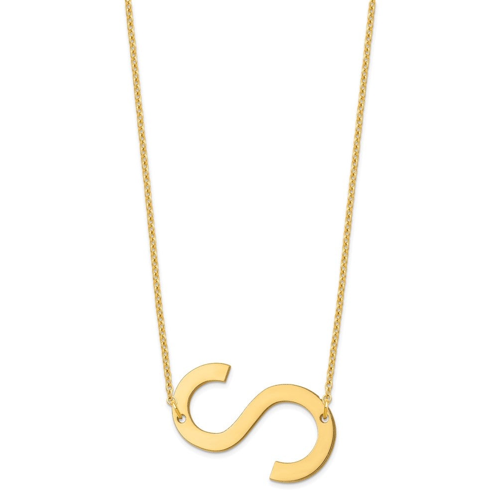 Sterling Silver Gold Plated Polished Large Letter S Necklace