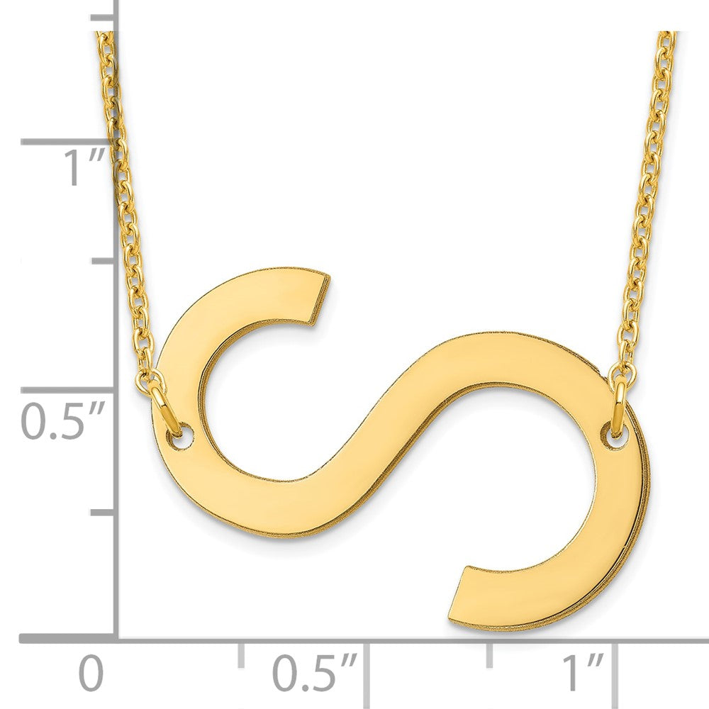 Sterling Silver Gold Plated Polished Large Letter S Necklace