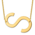 Sterling Silver Gold Plated Polished Large Letter S Necklace