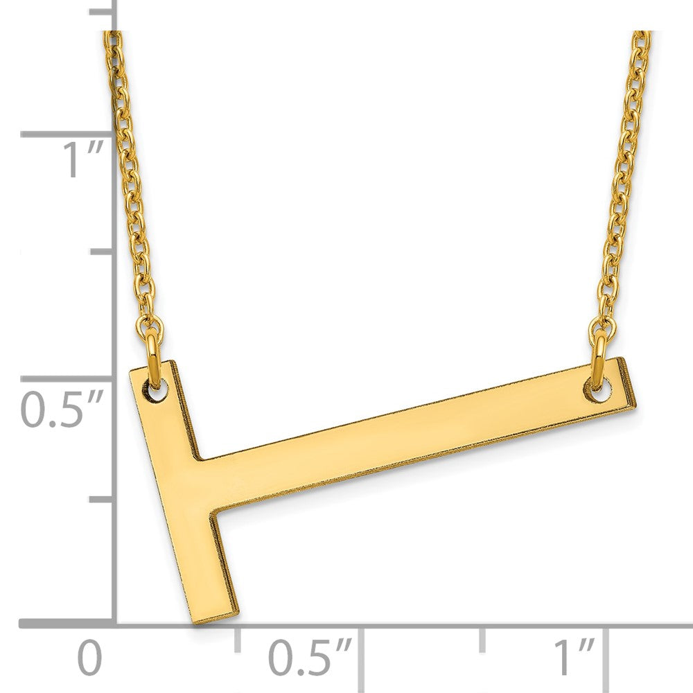 Sterling Silver Gold Plated Polished Large Letter T Necklace