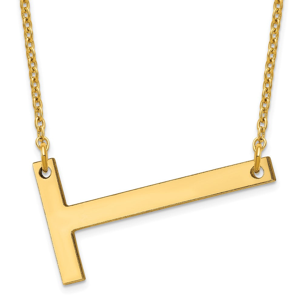 Sterling Silver Gold Plated Polished Large Letter T Necklace