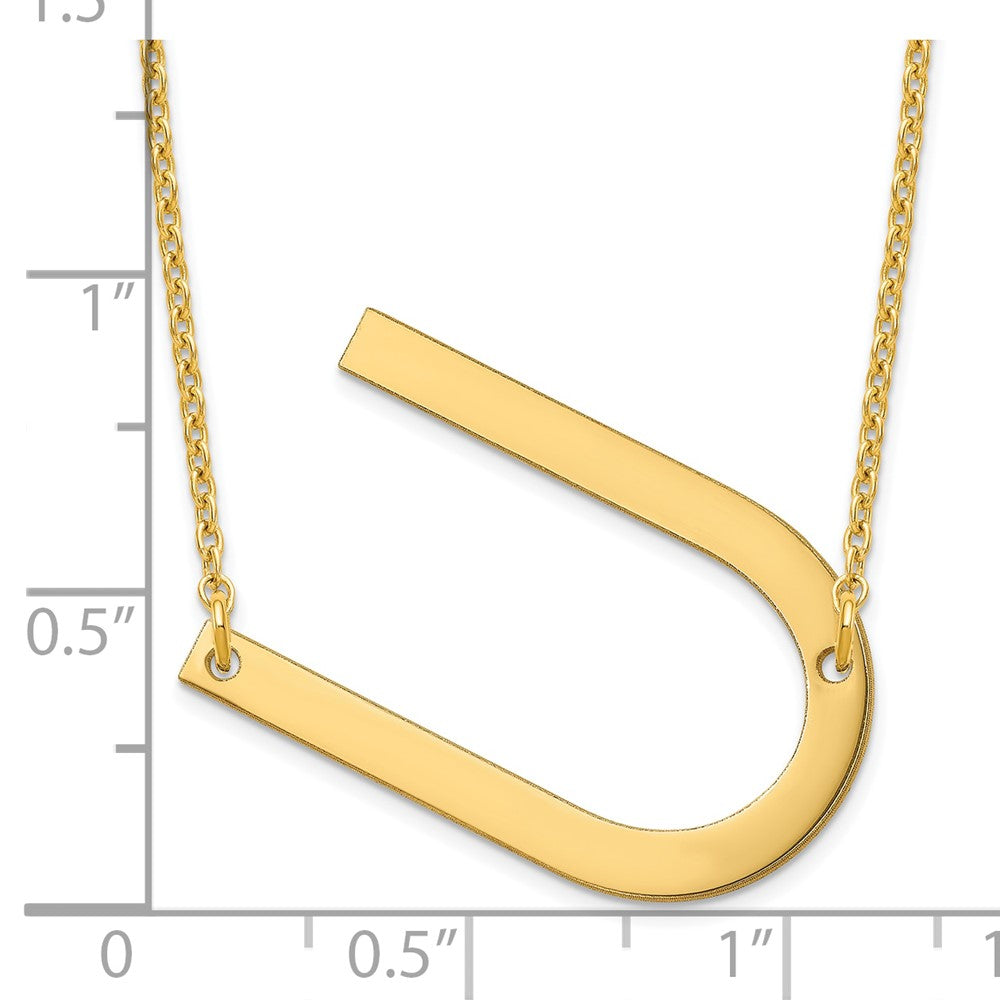 Sterling Silver Gold Plated Polished Large Letter U Necklace