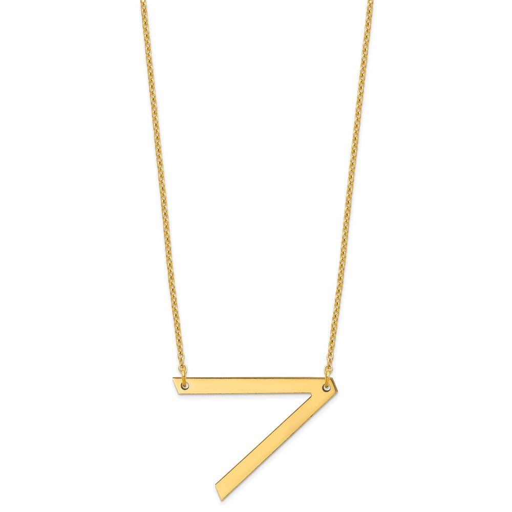 Sterling Silver Gold Plated Polished Large Letter V Necklace