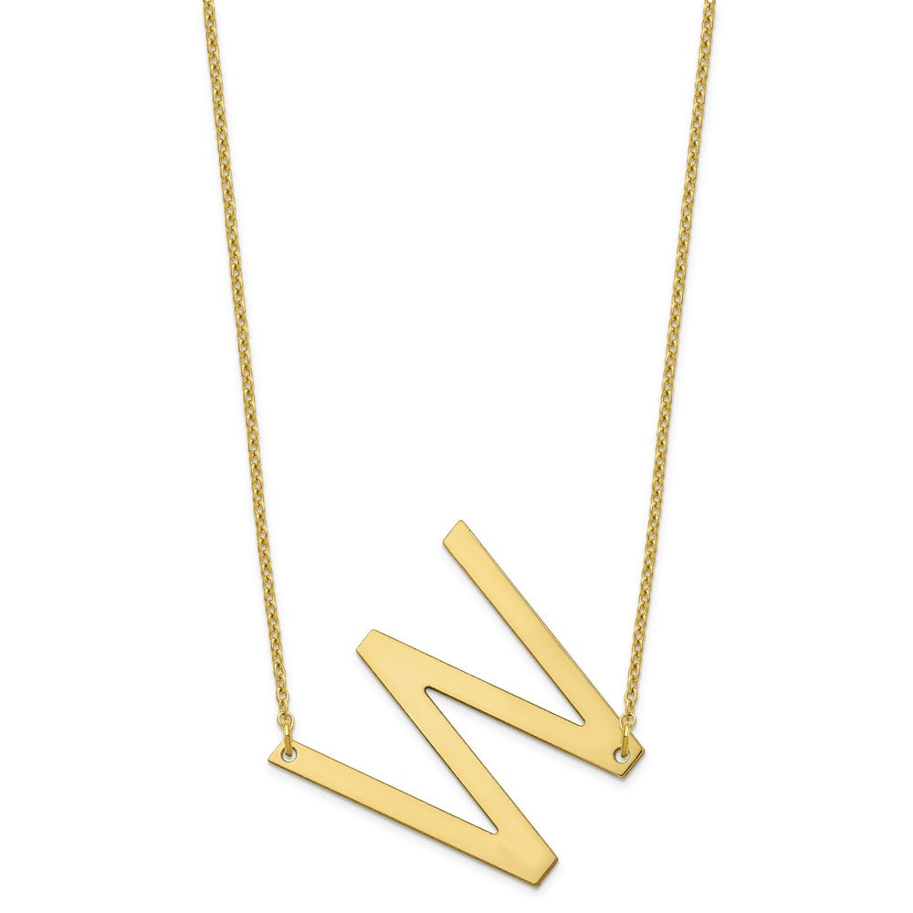 Sterling Silver Gold Plated Polished Large Letter W Necklace