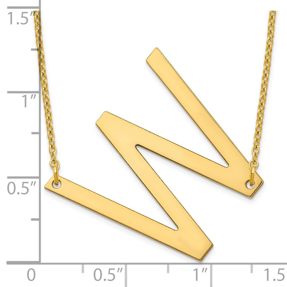 Sterling Silver Gold Plated Polished Large Letter W Necklace